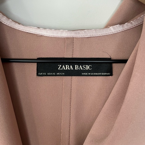 Zara blush oversized dusty pink faux suede open front hooded jacket X small - Picture 4 of 13